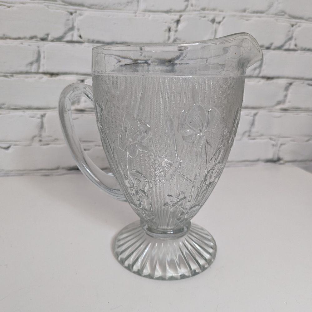 Jeanette Glass Iris Pitcher in clear